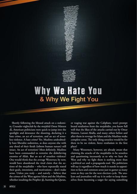 Dabiq 15 : Screenshots de la partie intitulée "pourquoi nous vous haïssons et pourquoi nous vous combattons&quot;