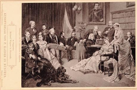 Richard Wagner à la villa Wahnfried avec Cosima et Siegfried, Liszt et le portrait du Roi Louis II