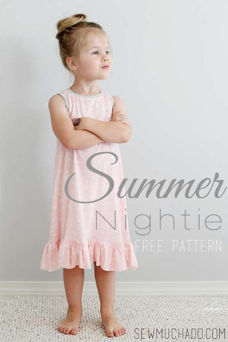 patron de couture gratuit : une robe de nuit d’été pour fille