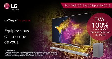 3)	La TVA 100% remboursée sur les produits audio/vidéo LG DAYS