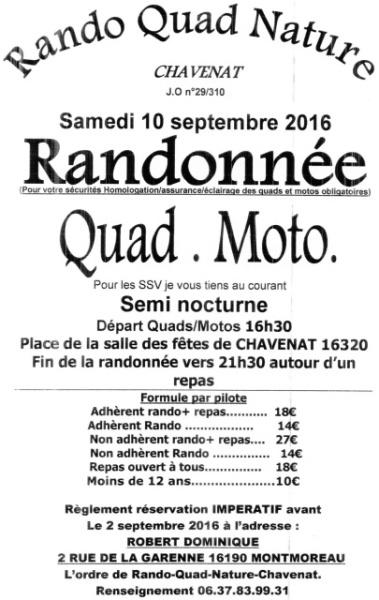 Rando quad-moto à Chavenat (16), le 10 septembre 2016