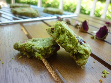 Sablés au Thé Matcha, chocolat blanc et cranberries
