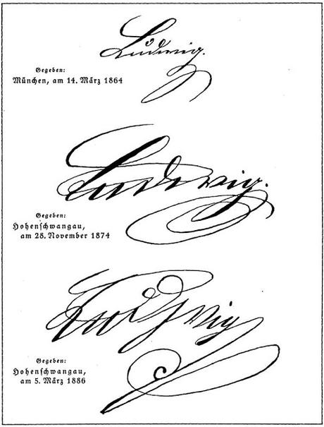 Les signatures du Roi Louis II de Bavière