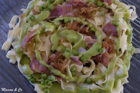 Tagliatelles à la crème de petits pois