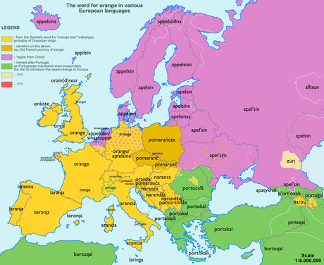 Cartes étymologiques de mots en Europe - Europe etymology maps