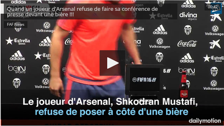 Vidéo :Un joueur d'Arsenal refuse de faire sa conférence de presse devant une bière !!!