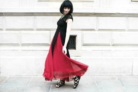 tenue jupe longue rouge