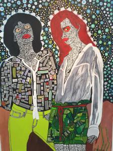 Parcours des Mondes Galerie Frederic MOISAN exposition EDDY EKETE « Trajectoire VIII – et Ghslaine et Sylvain STAELENS img_0575