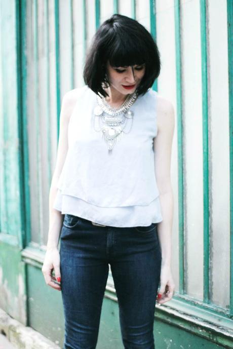 Freesia look jean crop top