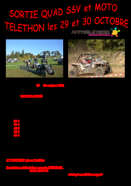 Weekend Téléthon quads, motos et SSV à Montflours (53), le 29 et 30 octobre 2016