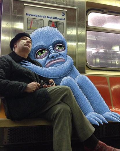 Cet artiste incruste des monstres dans ses photos prises dans le métro new-yorkais