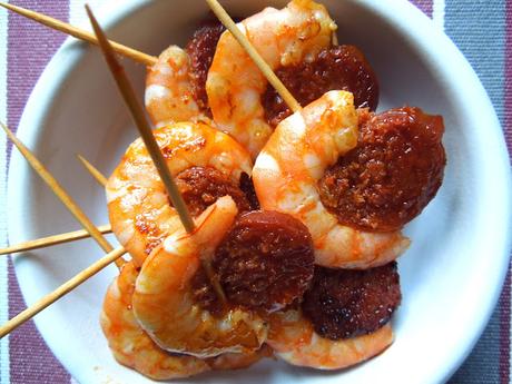Duo de crevettes-chorizo