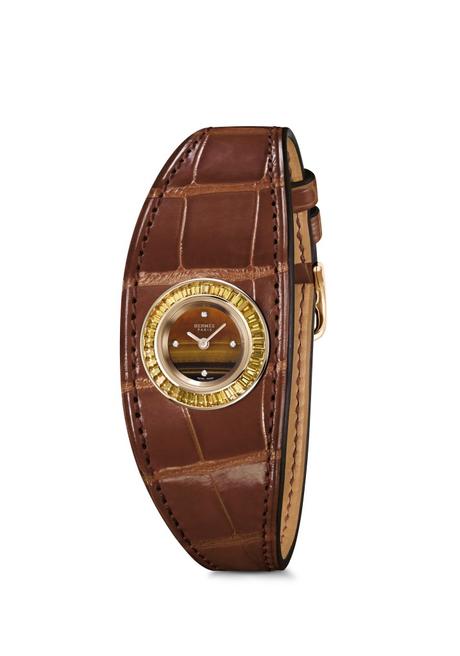 Hermes_Higlights Baselworld 2016_Faubourg Manchette Joaillerie_Pictures_Products_Faubourg Manchette Joaillerie_tigr's eye dial_etruscan alligator®Calitho