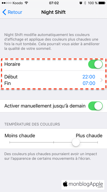 iOS Night Shift/Mode Nuit – Protéger vos yeux et mieux dormir