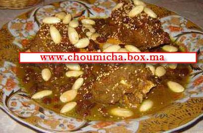 Cours de Cuisine Marocaine Mrouzia Tajine de souris d'agneau aux raisins secs