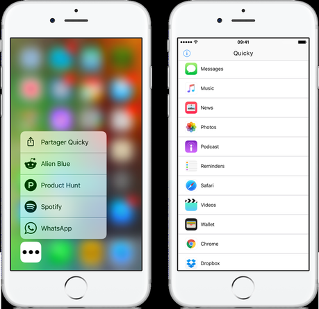 Quicky lance les apps avec 3D Touch Quicky lance les apps avec 3D Touch