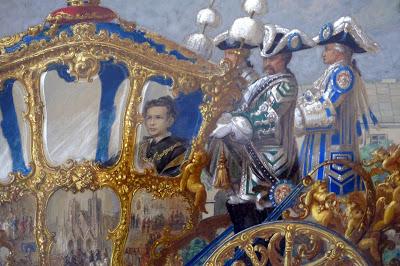 Le Roi Louis II en carrosse dans le Hofgarten vers 1870