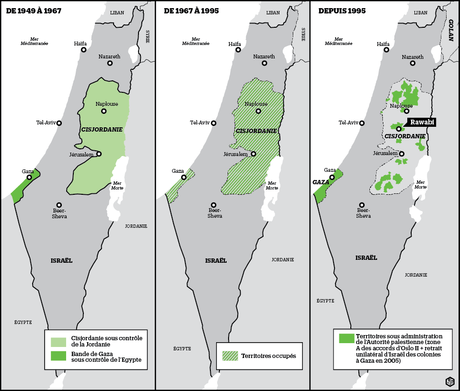 Les territoires palestiniens depuis 1949. Cartes BIG