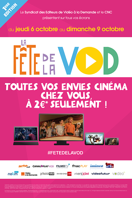 Du 6 au 9 octobre 2016, participez à la première Fête de la VOD pour 2 euros !