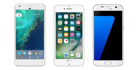 Comparatif du Pixel, de l’iPhone 7 et du Galaxy S7