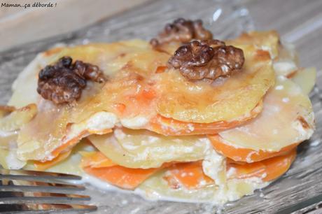 Gratin de pomme de terre, carotte et noix
