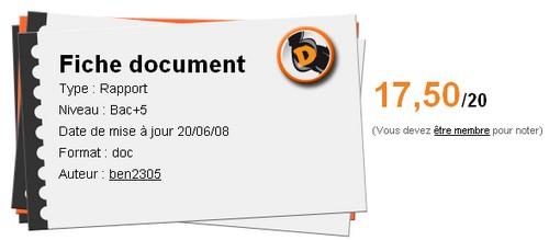 notation des rapport de stage