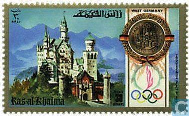 Neuschwanstein dans les timbres-postes de l'Emirat Ras al-Kaihmah  رأس الخيمة