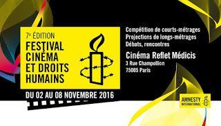 Evénement ! Tous à la 7ème édition du Festival Cinéma et Droits Humains, organisé par Amnesty International, du 2 au 8 novembre