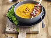 Velouté butternut brochette saucisse fumée Bonneterre