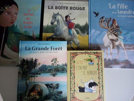 Feuilletage d'albums #30 : Inspirations d'ailleurs : L'enfant et le bonsaï - La Grande Forêt ♥ ♥ ♥  - La boîte rouge - La fille de la toundra et l'esprit maléfique - Le parfum des feuilles de thé
