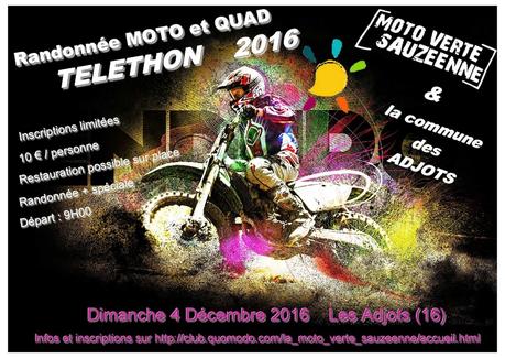 Rando moto-quad Téléthon des Adjots et MV Sauzéenne, le 4 décembre 2016
