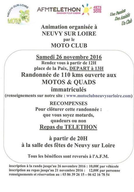 Rando Téléthon Quads et motos du MC de Neuvy sur Loire (58), le 26 novembre 2016