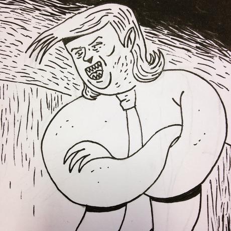 Caricature de Donald Trump, mauvais génie, élu président des USA