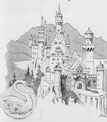 Neuschwanstein dessiné par Ferdinand Bac