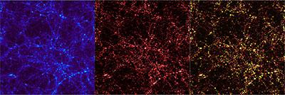 Set of images showing the distribution of the dark matter in the universe