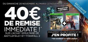 Bon Plan – BattleField 1 + Titanfall 2 pour 69.99€ Bon Plan – BattleField 1 + Titanfall 2 pour 69.99€
