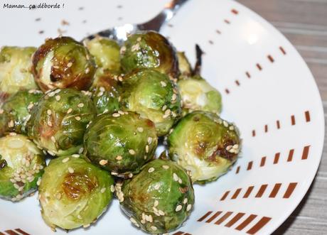 Choux Bruxelles caramélisés au sirop d'érable et sésame