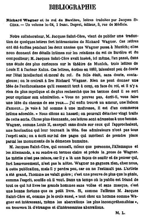 Richard Wagner et le Roi de Bavière, dans les lettres de Wagner à Eliza Wille