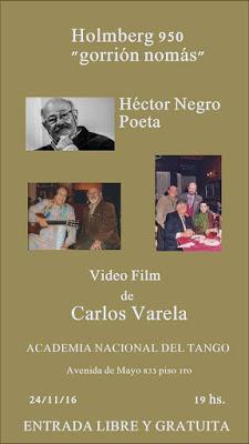 Hommage au poète Héctor Negro ce soir à la Academia Nacional del Tango [à l'affiche]