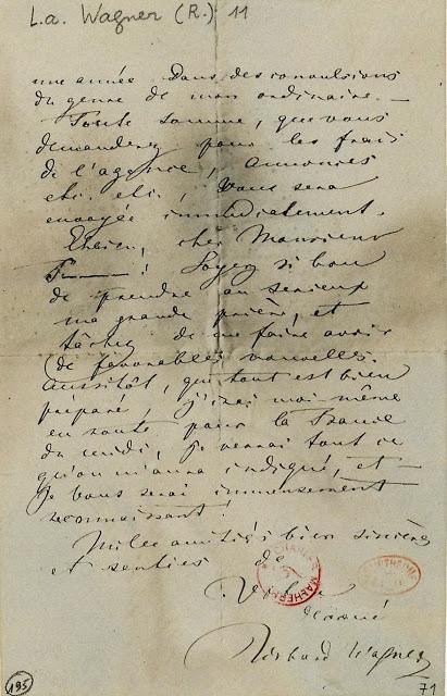 Richard Wagner à la Villa les Artichauts: la lettre du Nouvel An 1866 à un ami