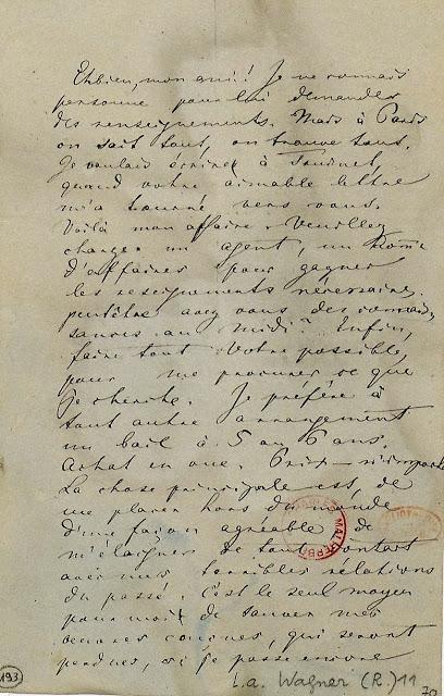 Richard Wagner à la Villa les Artichauts: la lettre du Nouvel An 1866 à un ami