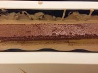 Bûche au chocolat et son Insert au crémeux de fruits de la passion Montage