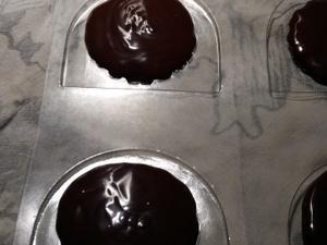 Bûche au chocolat et son Insert au crémeux de fruits de la passion Les embouts