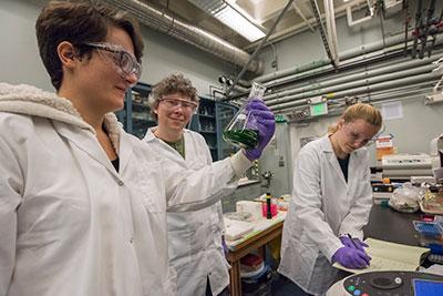 Photograph of researchers preparing samples of photosystem II