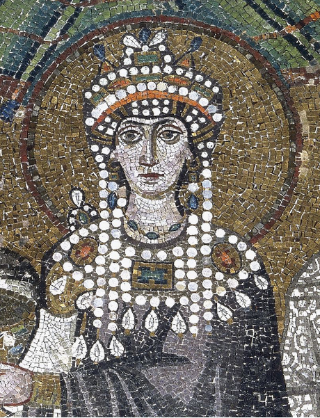 Détail de la mosaïque représentant Théodora (Basillique Saint-Viatal, Ravenne, Italie)