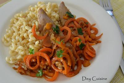 Aiguillettes de canard & carottes à l'orange