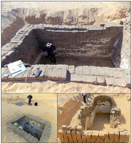 Les quatre « puits » découverts près de la tombe à bateau (© International Journal of Nautical Archaeology)
