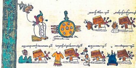 L'empereur aztèque Ahuítzotl (page du codex Mendoza)