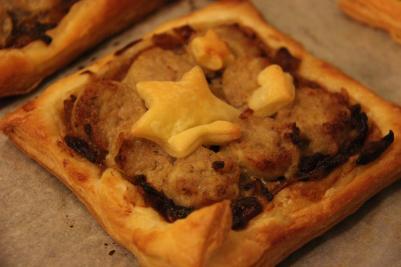 feuilleté boudin blanc compotée d'oignon