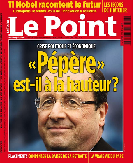 La Une du Point se demande si « Pépère » Hollande est à la hauteur